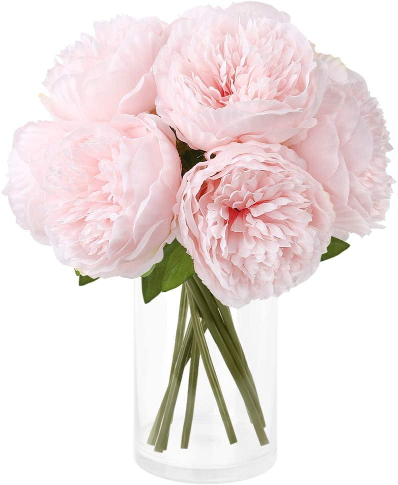 Color: Lightpink Artificial and Dried Flower Wedding Decoration Plastic Silk Fake Flowers Peony Bouquet Peonies Artificial Flowers for Home Decor Accessories