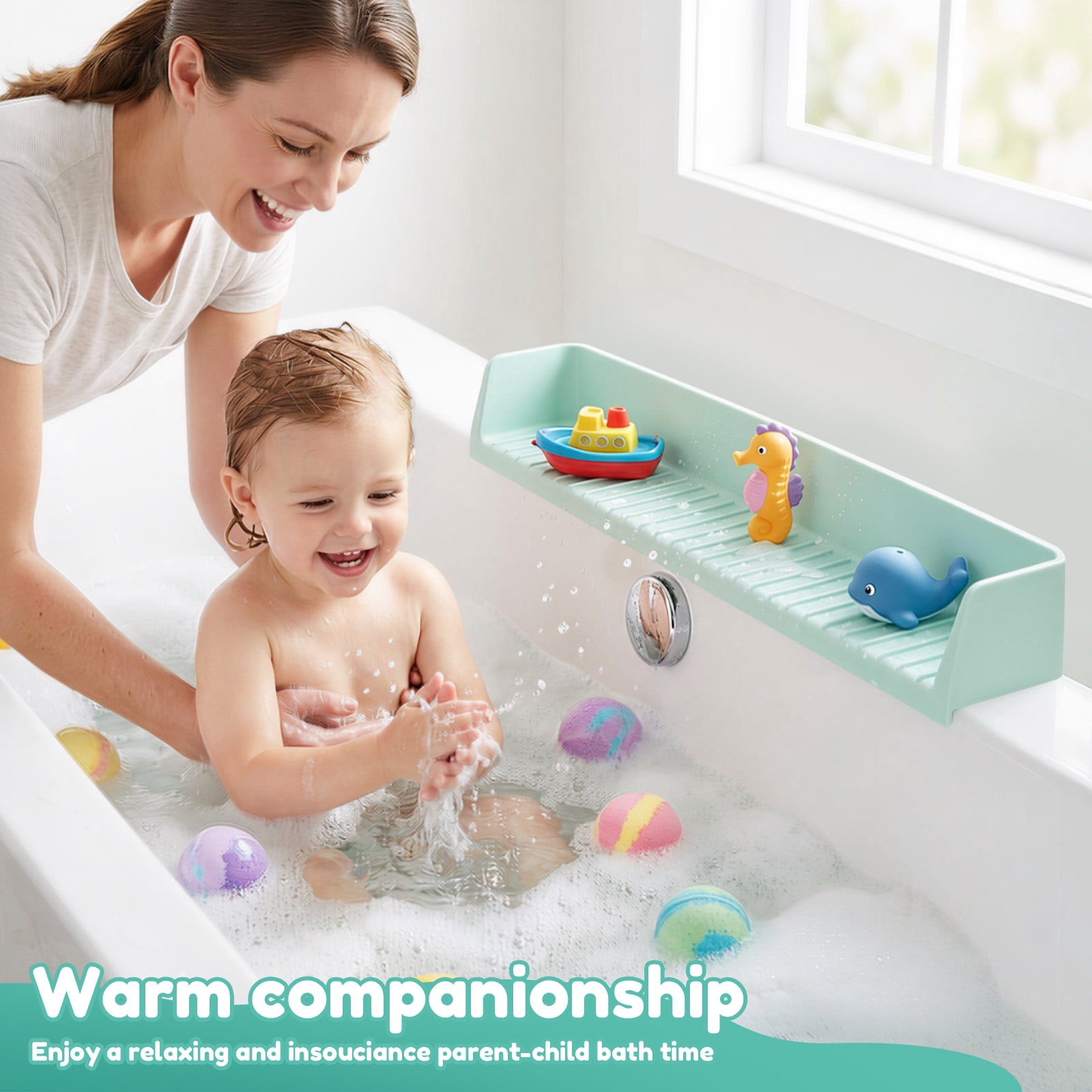 Splash Guard for Bathtub Kids Silicone Bathtub Splash Guard with Suction Cups Bath Tub Play Shelf for Kids and Toy Holder Avoid Water Spill in Bathroom Fun Bath Time for Toddler Baby