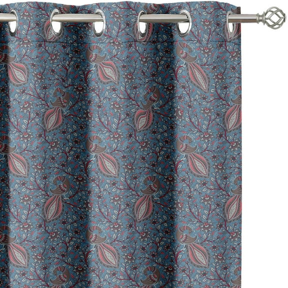 Vargottam Room Darkening Curtains - Heritage Paisley Pattern, Set of 2 Panels, 42" x 96" - Grommet-Top Blackout Window/Door Drapes for Bedroom, Nursery & Living Room - Blue