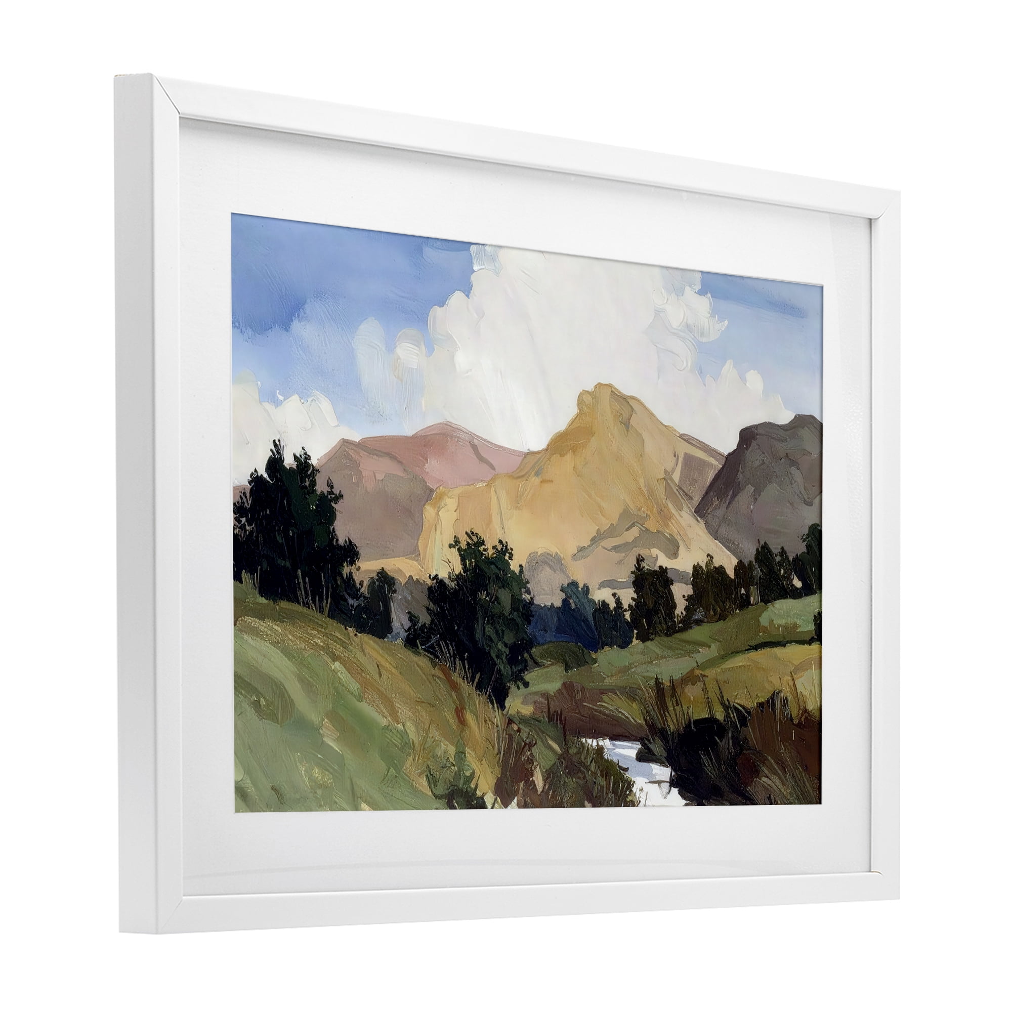 Stupell Industries River Mountain Divide White Framed Print Under Glass, design by Alonza Saunders