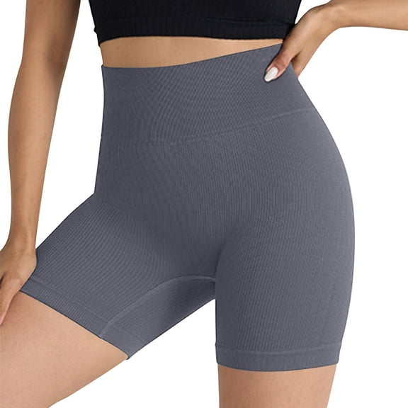 Vhkiploz Yoga Shorts for Women's Summer High Waisted Solid Color Pull On Leggings Stretch Running Active Workout Gym Pants Biker shorts