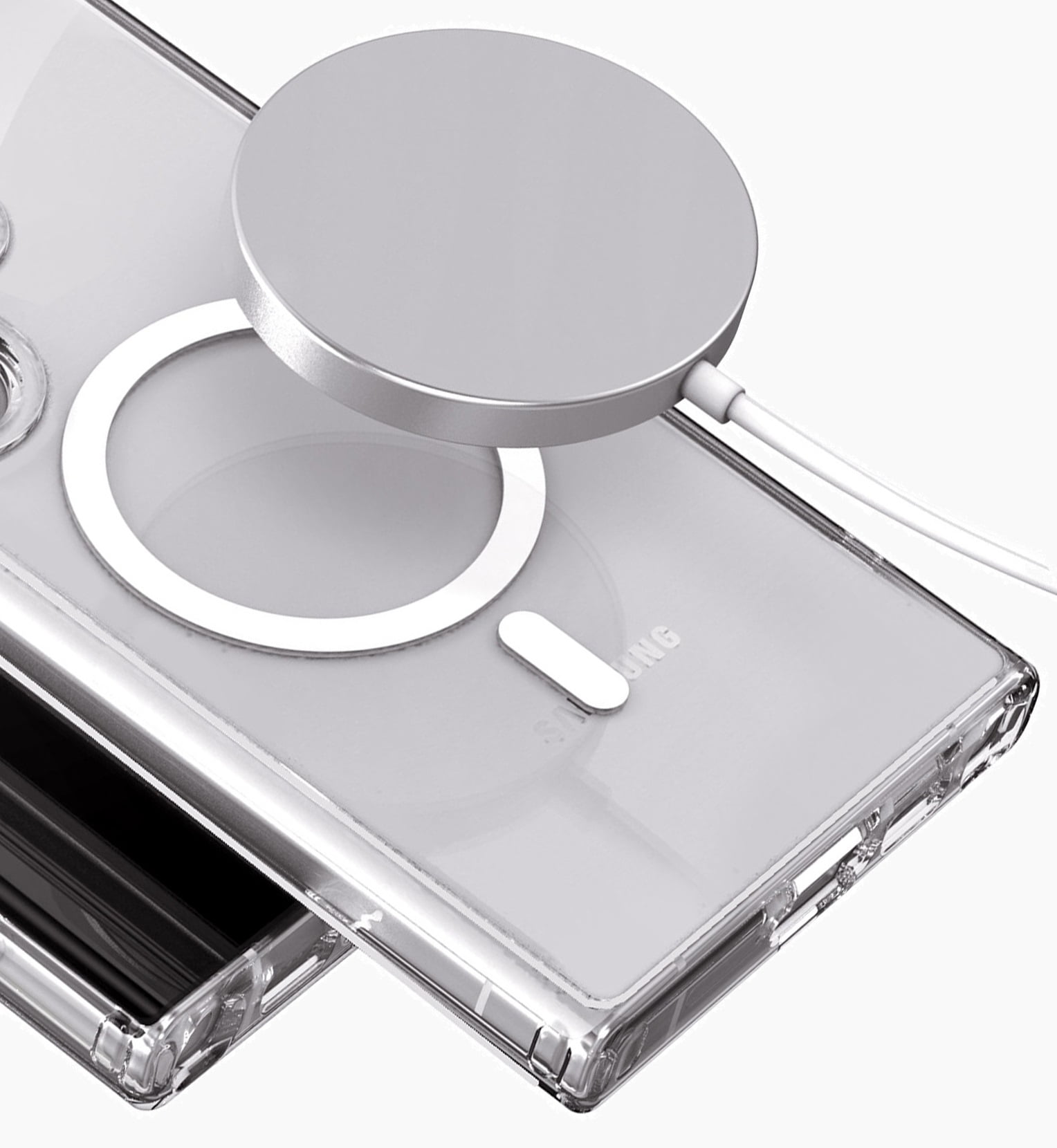 Encased Magnetic Case with Wireless Charger - Designed for Samsung Galaxy S23 Protective Hybrid Case, Compatible with MagSafe - Crystal Clear (S23 6.1-inch 2023)