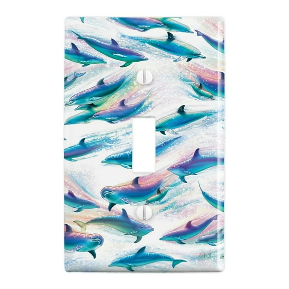 Dolphin Swimming Pod Pattern Plastic Wall Decor Toggle Light Switch Plate Cover