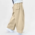 thumbnail image 4 of WPPGONE Little Girls Wide Leg Trousers Lightweight Cotton Loose Fit Baggy Cargo Pants with Pockets Toddler Casual School Fashion Everyday Long Pants, 4 of 6