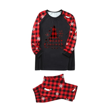 

WANYNG Parent Child Women Mom Outfit Merry Christmas Plaid Print Parent Child Plaid Long Sleeved Trousers Pajama Set Family Pajamas 4x Organic Christmas Pajamas for Family