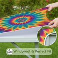thumbnail image 6 of Colorful Tie Dye Mandala Pattern Square Fitted Tablecloth with Elastic Edge,Square Table Cover,Washable Elastic Table Cover for Home Kitchen Party Decor 34"x34", 6 of 6