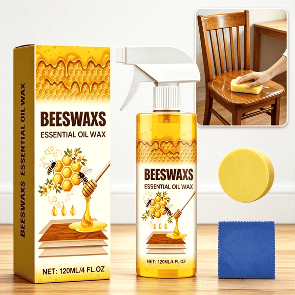 Beeswax Wood Polish Spray, Beeswax Essential Oil Wax, Bees Wax Furniture Polish and Cleaner for Living Rooms Kitchens Wood Furniture Floors