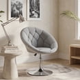 thumbnail image 3 of Alden Design Modern Tufted Adjustable Barrel Swivel Accent Chair, Gray Velvet, 3 of 9