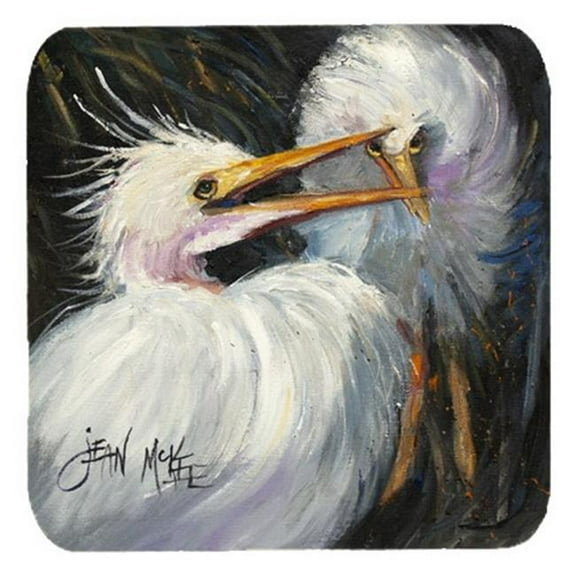 White Egret Foam Coasters, Set Of 4