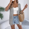 thumbnail image 7 of NTACZA 3/4 Sleeve Light Weight Cardigan Women Open Front Casual Crochet Solid Sweater Work Regular Gray, 7 of 7
