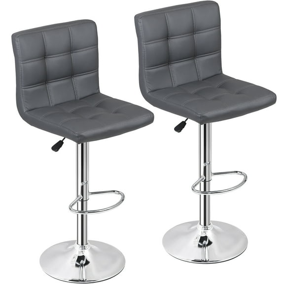 ZENSTYLE 2 Pcs PU Leather Bar Stools Dining Swivel Pub Chair Adjustable Height with Footrest Home Office