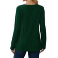 thumbnail image 4 of Qaspx Sweatshirts for Women Lightweight V Neck Long Sleeve Shirts Casual Loose Ribbed Tops, 4 of 6