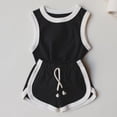 thumbnail image 6 of Fozruso Girls Summer Outfit Sleeveless Vest And Shorts Two Piece Playwear Casual Athletic Wear For Toddlers Kids Shorts Clothing Sets,Black,18-24 Months, 6 of 6