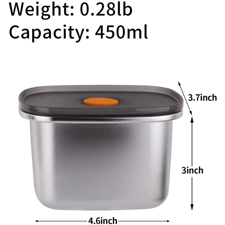 Stainless Steel Food Storage Container Rectangle Fridge Organizer Leakproof  Metal Meal Prep Containers for Picnic, Camping, Work, Travel