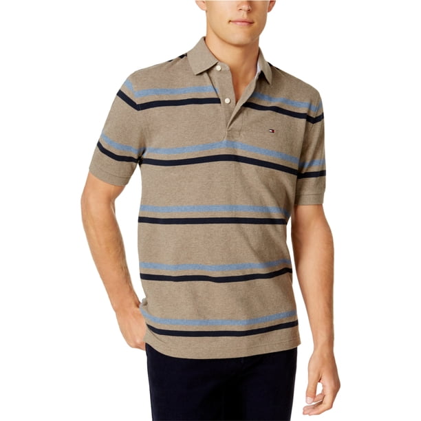Tommy Hilfiger River Stripe Rugby Polo para hombre, gris, grande
