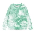 thumbnail image 5 of WUANDIXFA Girls Casual Crewneck Sweatshirts 2-14 Years Long Sleeve Color Block Loose Fit Fall Cute Pullover Tops,Green,7-8 Years, 5 of 5