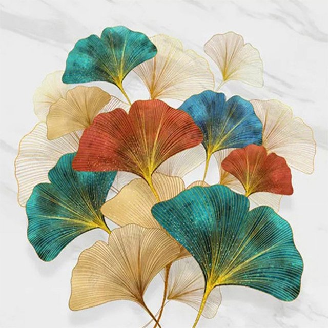 Kit de pintura por números sobre lienzo, arte al óleo artesanal, imagen de hoja de Ginkgo, decoración del hogar, 40x40cm