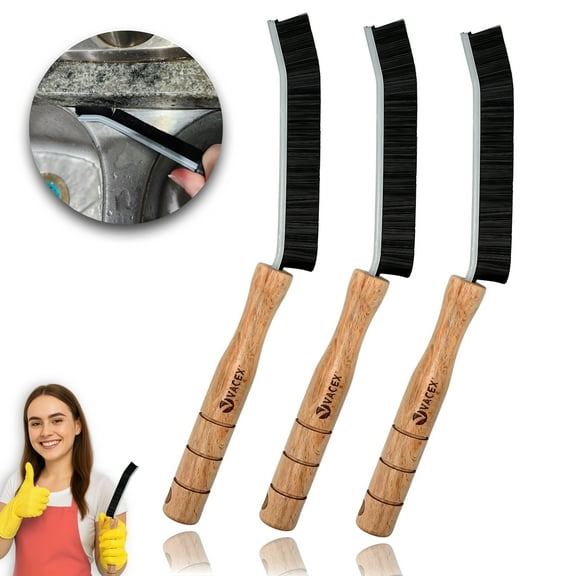 3Pcs Gap Wooden Cleaning Brush, Hard-Bristled Crevice Cleaning Brush, Grout Cleaner Scrub Brush Deep Tile, Small Crevice Cleaning Brush Tool, for Kitchen, Bathroom, Fan, Window Rails.