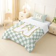 thumbnail image 2 of Feelyou Glitter Print Letter W Twin Comforter Sets for Kids, Fashion Buffalo Bedding Set, Green, Reversible, 2 Pieces, 2 of 6