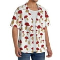 thumbnail image 4 of Vsdgher Red Mushroom Print Men's Wrinkle Free Untucked Cuban Shirt Business Casual Button Down Shirts Short Sleeve Shirt, 4 of 7