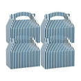 thumbnail image 2 of Bio Tek Blue & White Stripe Paper Gable Box / Take Out Container - Compostable - 9 1/2" x 5" x 5" - 100 count box, 2 of 11