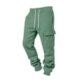 thumbnail image 4 of ersvoioy Mens Cargo Sweatpants Athletic Tapered Fit Drawstring Elastic Waist Joggers with Pockets Casual Solid Workout Running Trousers for Outdoor Mint Green XXL, 4 of 5