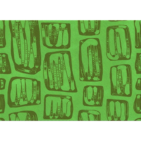 Ahgly Company Machine Washable Indoor Rectangle Transitional Green Area Rugs, 2' x 5'