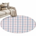 thumbnail image 2 of 3ft Round Rug, Abstract Plaid, Non-Skid Rubber Backing Large Area Rugs - Living Room Bedroom Home Office, Minimalistic Multi Colors Country Rustic Plaid Indoor Floor Mat Carpets Washable Rug, 2 of 9