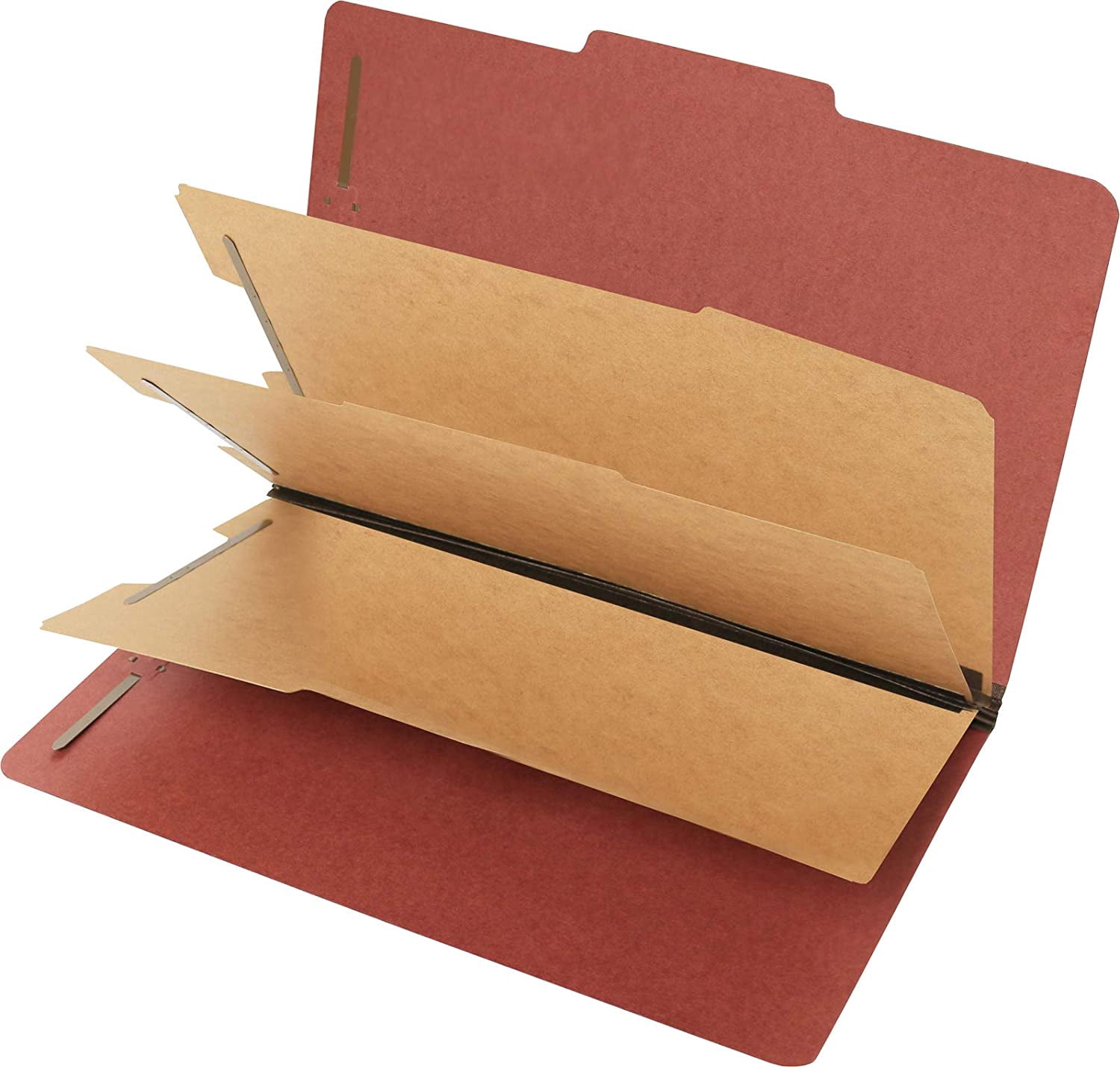 Pendaflex Classification File Folders 3 Dividers 2" Embedded Fasteners Legal Size Red Pack of 10