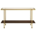 thumbnail image 5 of Henn&Hart 55" Brass/Walnut Metal/Glass Console Table, 5 of 5