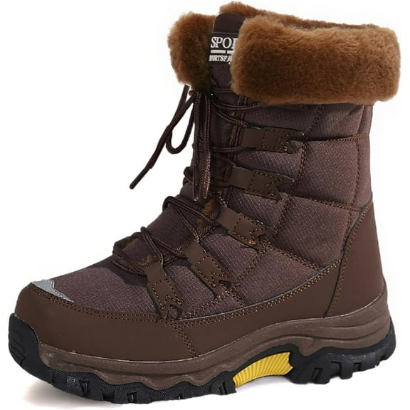 Women's Winter Snow Boots - Waterproof Platform Hiking Boots with Cotton-lined & Anti-Slip Sole