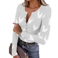 thumbnail image 2 of FDGIU Women’s Long Sleeve Henley Neck Shirt - Slim Fitted Ribbed Top for Going Out & Work Casual, 2 of 7
