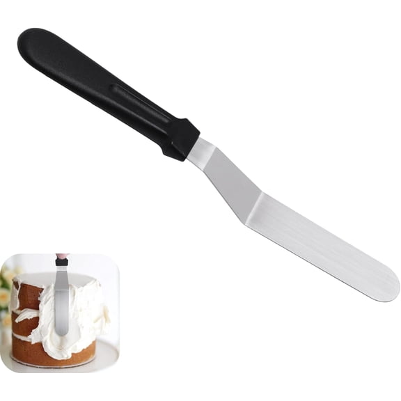 Stainless Steel Offset Spatula, Icing Spatula, Cake Spatula with Ergonomic Handle, For Home, Kitchen, Baking, For Cake Decorating, Smoothing Frosting, Baking Bread (6 Inch)