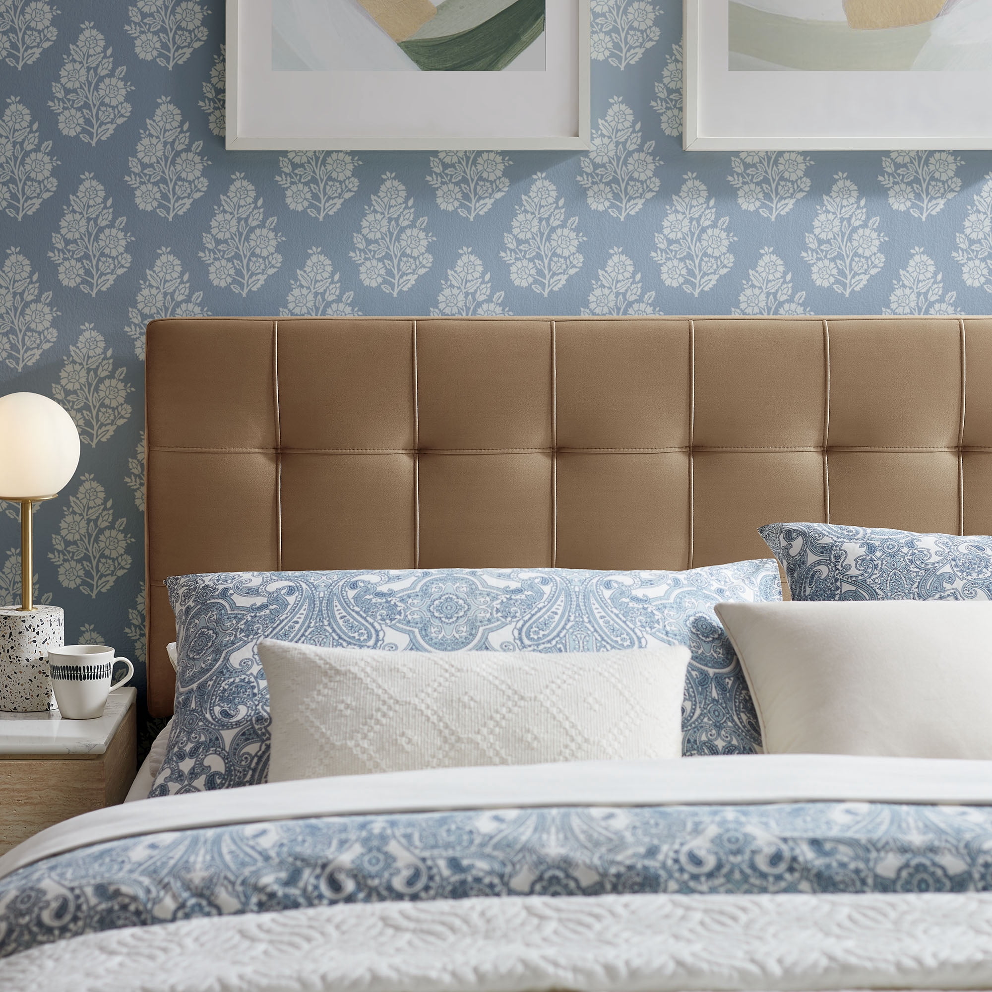 Lily Stain-Resistant Performance Velvet Full Size Headboard in Taupe