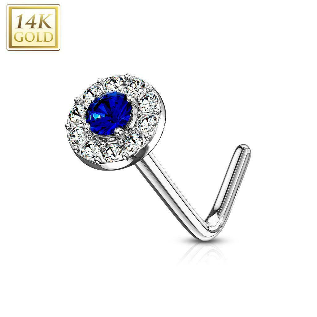 メーカー在庫少、売り切れ時はご容赦ください Inspiration Dezigns 20G CZ Paved Diamond-Shaped L  Bend Nose Ring (Sold