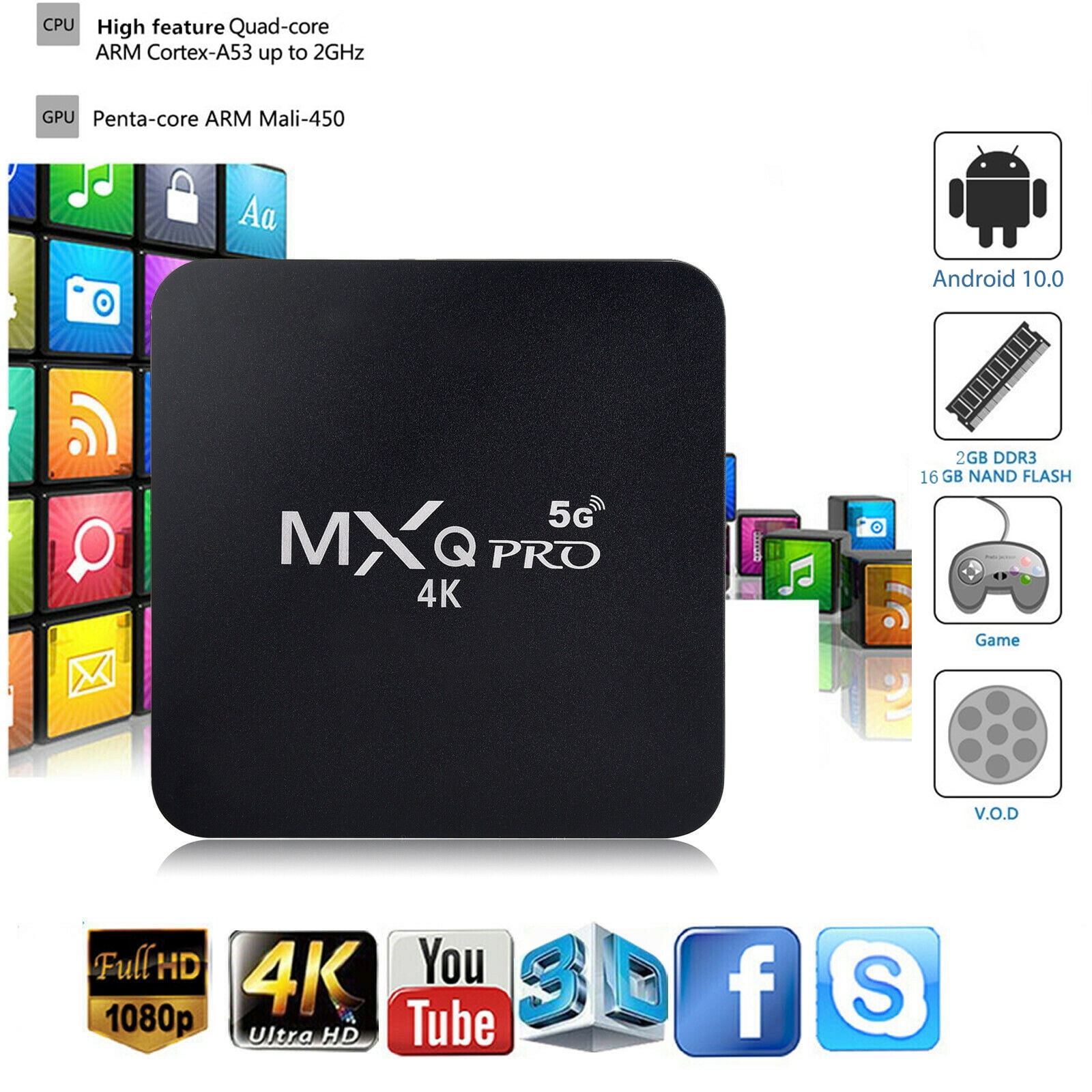 MXQ Pro 5G Android 13.1 TV Box Ram 1GB ROM 8GB Android Smart Box H.265 HD  3D Dual Band 2.4G/5.8G WiFi Quad Core Home Media Player