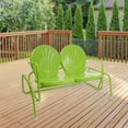 thumbnail image 2 of Northlight 48.25" Outdoor Retro Metal Tulip Double Glider Patio Chair, Lime Green, 2 of 5