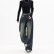 thumbnail image 1 of Pantalones vaqueros de cintura alta para mujer, ropa de calle estilo Harajuku Vintage BF, holgados, a la moda, de pierna ancha, 1 of 4