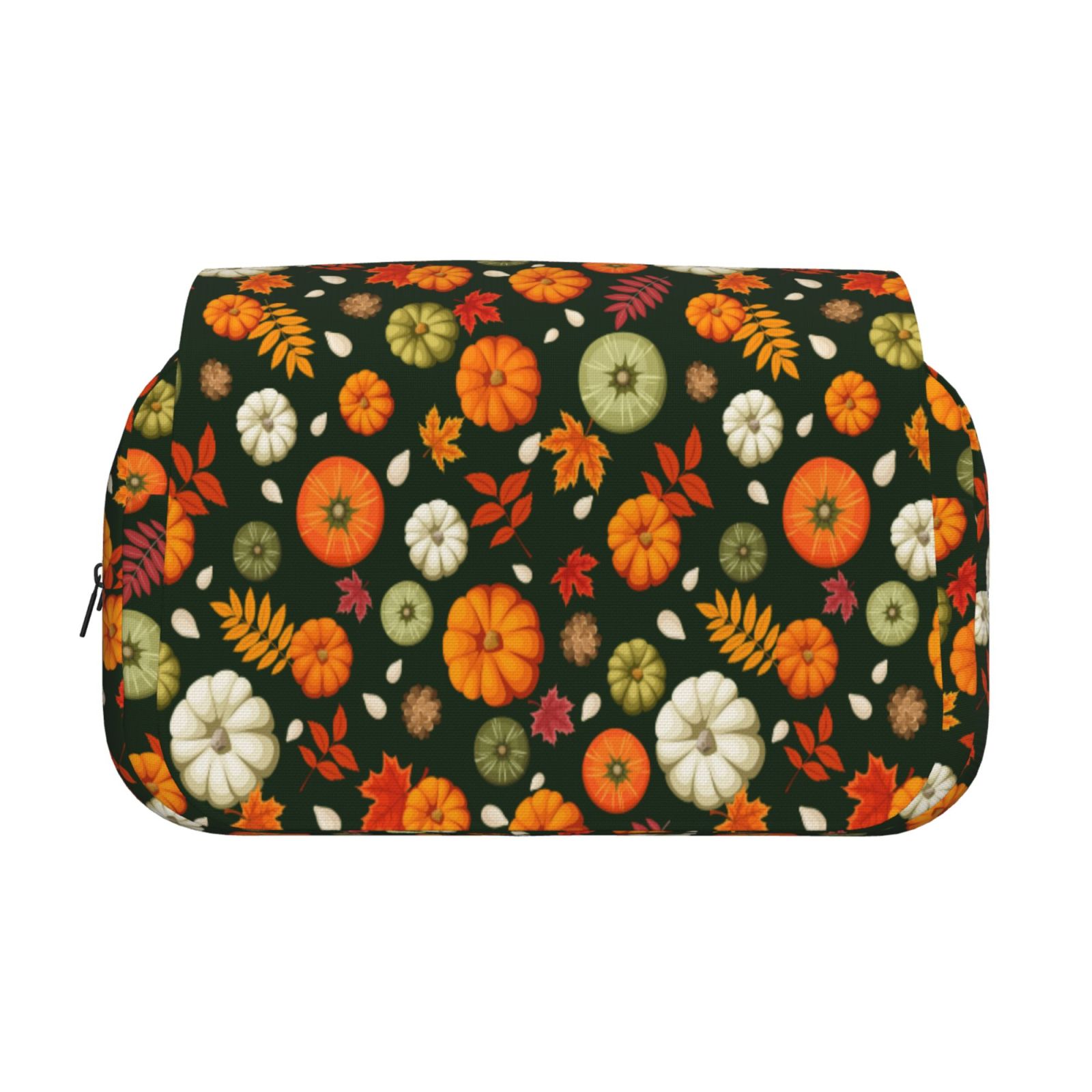 Rateoe Harvest Pumpkins Pattern Double Clamshell Pen Case, Storage Organizer with Two Zipper Compartments– Holds Up to 50 Pencils & Pens