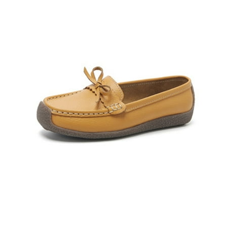 

Ymiytan Womens Loafers Round Toe Flats Slip On Nurse Shoe Casual Nonslip Lightweight Flat Boat Shoes Yellow 7.5