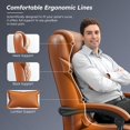 thumbnail image 3 of Office Chair with Retractable Footrest, Ergonomic High Back Design Executive Computer Desk Chair with Removable Lumbar Pillow,90-145°Reclining Thick Bonded Leather for Home Office Work,Brown, 3 of 12