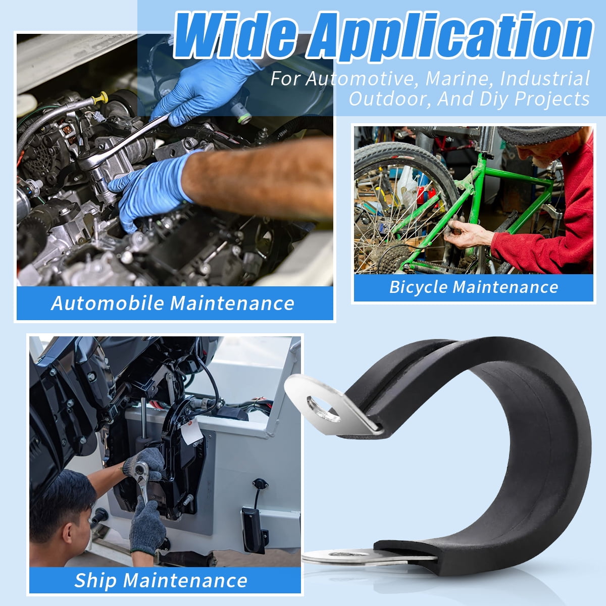 Cable Clamps Assortment Kit, 110PCS Stainless Steel Rubber Coated Cushioned Insulated Cable Clamp Automotive Wire Pipe Clamps