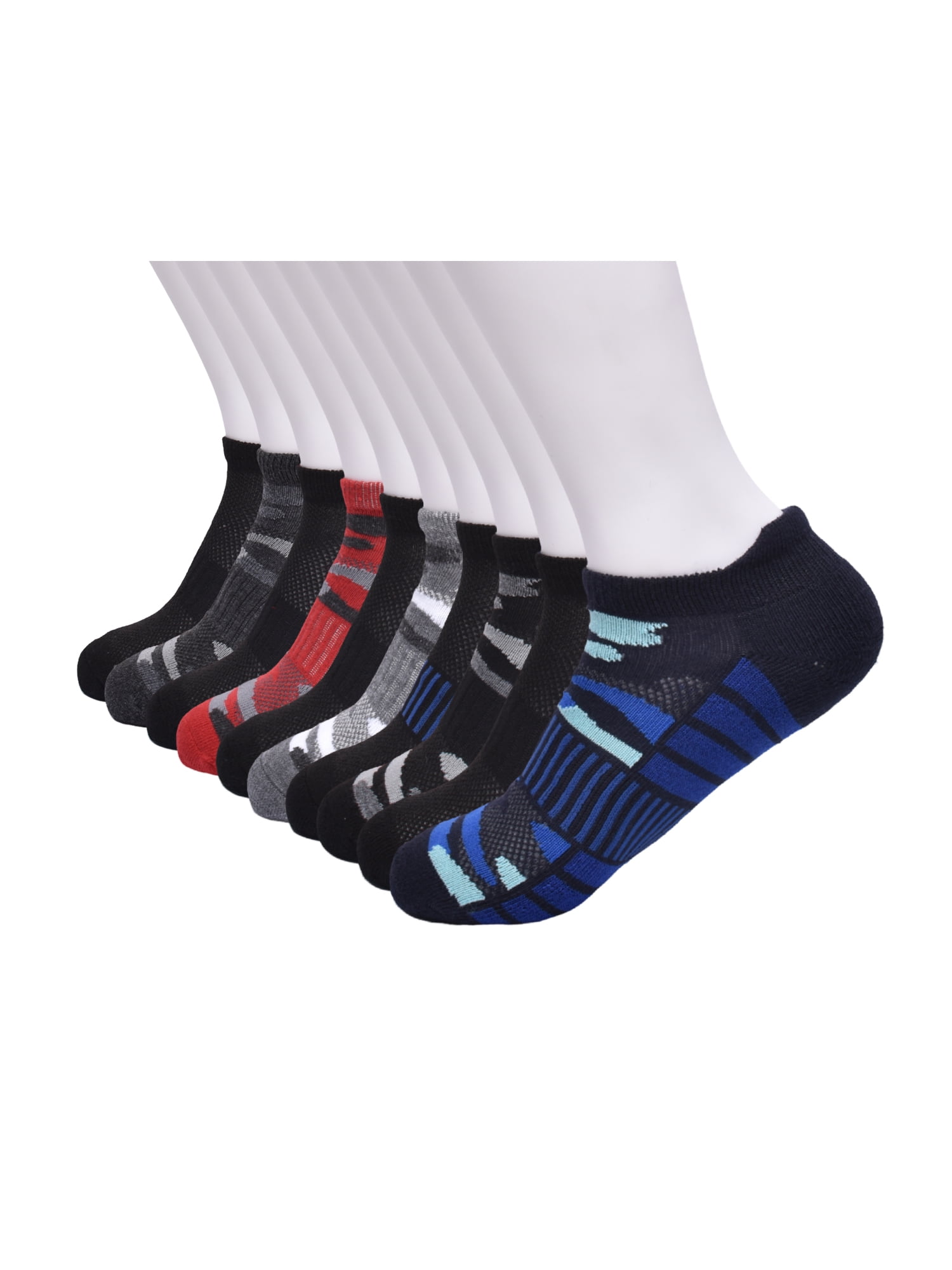 Athletic Works Boys Cushion Heel Tab No Show, 10 Pack, Sizes S-L