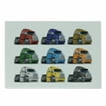 thumbnail image 1 of Truck Cutting Board, Colorful Semi Trucks Transportation of Goods Theme Shipping Driving Cartoon Design, Decorative Tempered Glass Cutting and Serving Board, Small Size, Multicolor, by Ambesonne, 1 of 1