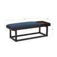 thumbnail image 3 of Pemberly Row Wood Navy Upholstered Bench w/ Removable Storage Tray in Dark Brown, 3 of 11