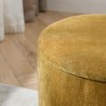 thumbnail image 5 of Round Chenille Storage Ottoman Set of 2, Round Ottoman with A Drum Shaped Small Stool, MDF Made Desktop Panel, Modern Ottoman Coffee Table for Living Room, Bedroom, Dining Room, Dark yellow, 5 of 9