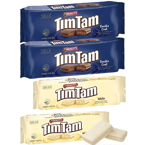 Arnott's - Tim Tam Double Coat, Tim Tam White (Deal Pack Of 4 x 200g) Chocolate Cookie Biscuits, Full Size Aussie Made & Loved ...