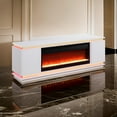 thumbnail image 6 of Stan 71 Inch TV Console with Fireplace- Speaker- LED- Cabinets- White Wood, 6 of 6