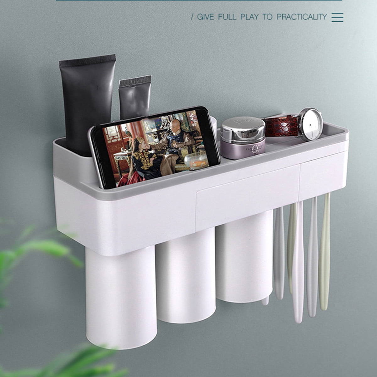 Toothpaste Toothbrush Holder Wall Mounted Bathroom Toothbrush Organizer
