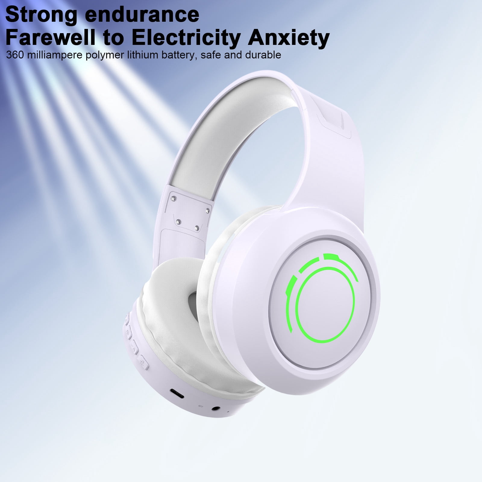 Kids Wireless Active Noise Cancelling Headphones, Bluetooth 5.4, 40H Playtime, Volume Limited 75/85/94dB, Type-C Fast Charging, Mic, Foldable for School/Travel/Airplane,White